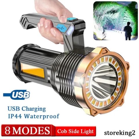 Latarka LED 1200000LM wodoodporna czarna do camping