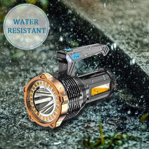 Latarka LED 1200000LM wodoodporna czarna do camping
