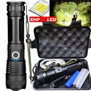 Latarka LED zoom ładowana USB czarna super jasna