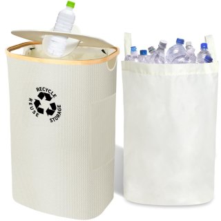 Pojemnik na odpady z pokrywą do butelek 100L, beżowy