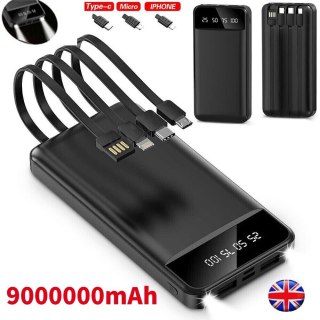 Power bank 10000mAh szybka ładowarka 4 USB czarny