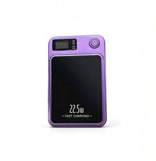 Power bank bezprzewodowy magnetyczny fioletowy, szybkie ładowanie, przenośna bateria zewnętrzna