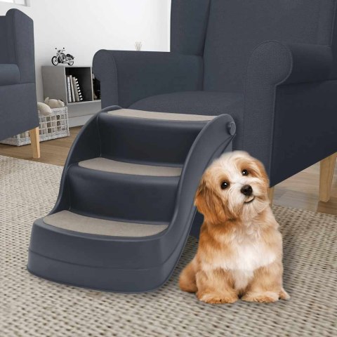 Schody dla psa 3-stopniowe składane, ciemnoszare, 50x
