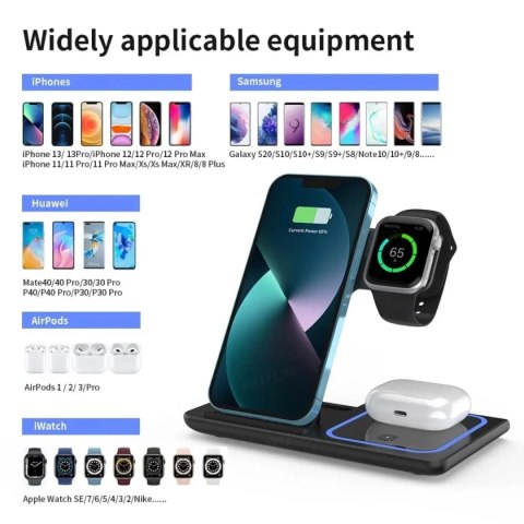Stojak 3w1 do ładowania bezprzewodowego dla iPhone, iWatch, AirPods