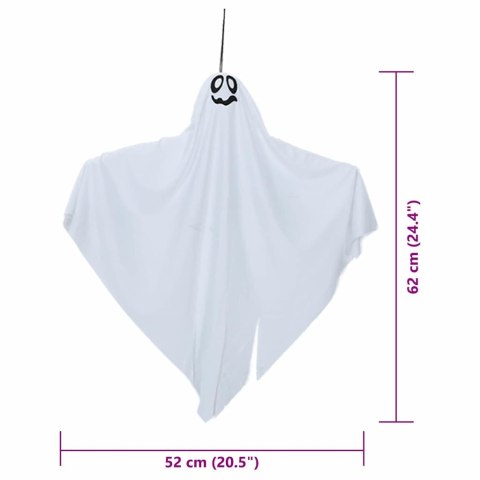 Zawieszany duch Halloween z 3 LED, biały, 52 x 62 cm