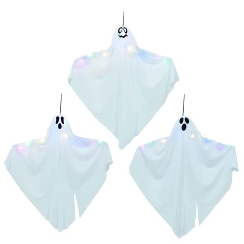 Zawieszany duch Halloween z 3 LED, biały, 52 x 62 cm