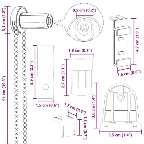 Akcesoria do rolet 19 sztuk białe PVC