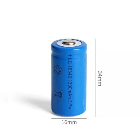 Akumulator 16340 Li-Ion 1300mAh 3.7V z ładowarką USB