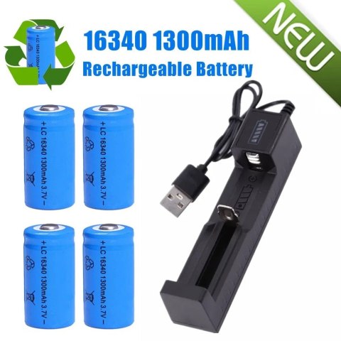 Akumulatory Li-Ion 3.7V 1300mAh z ładowarką 4 szt.