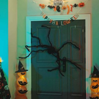 Dekoracja pająka Halloween 3 szt. 75 cm czarna
