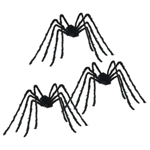 Dekoracja pająka Halloween 3 szt. 75 cm czarna
