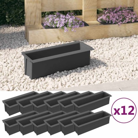 Doniczka na palety Euro, 12 sztuk, szara, 36x13.5x9.5 cm, PP