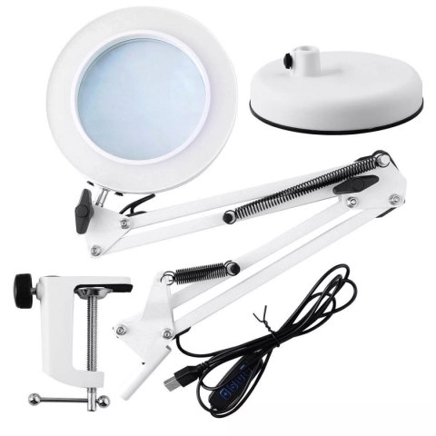 Lampa powiększająca LED 10x z klamrą i stopą czarna