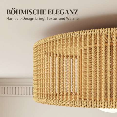 Lampa sufitowa boho z abażurem z liny konopnej G9 LED