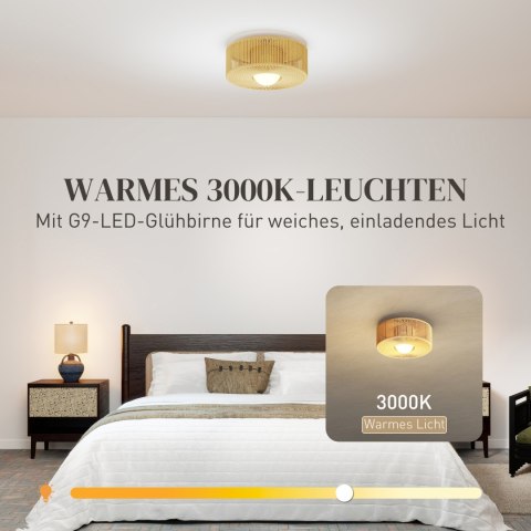 Lampa sufitowa boho z abażurem z liny konopnej G9 LED