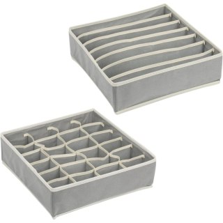 Organizery do szuflad 2-częściowe, szare, materiał non-woven