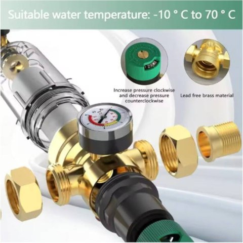 Reduktor ciśnienia wody 3/4'' DN20 z manometrem i filtrem