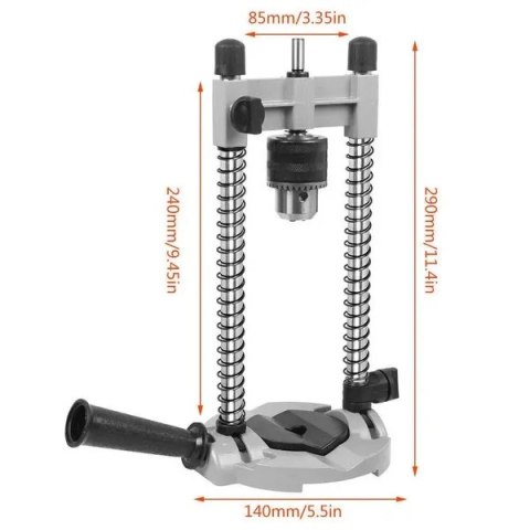 Stojak wiertarski elektryczny, aluminiowa konstrukcja, mobilna baza, 8mm uchwyt