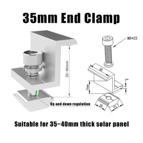 Uchwyty do paneli fotowoltaicznych aluminiowe 15-30 stopni