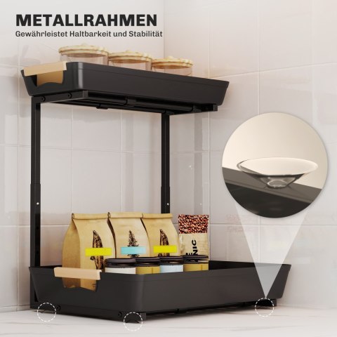 Organizer kuchenny metalowy 2-poziomowy z wysuwaną półką