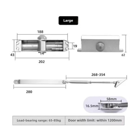 Zamek hydrauliczny do drzwi przesuwanych aluminiowy automatyczny cichy