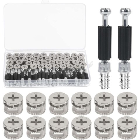 Zestaw 40 elementów M6 łączników meblowych, aluminiowe, do szafek