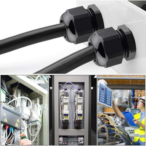 Zestaw 50 wkładek kablowych czarnych M12 M16 M18 M20