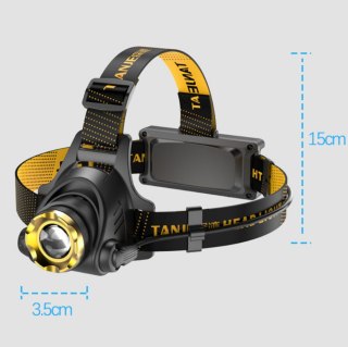 Latarka czołowa LED 150000LM akumulatorowa USB czarna