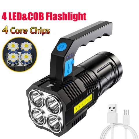 Latarka ręczna LED 12000000LM czarna z USB do kempingu