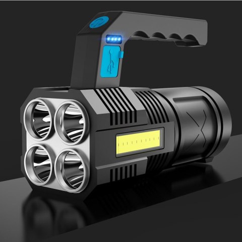 Latarka ręczna LED 12000000LM czarna z USB do kempingu