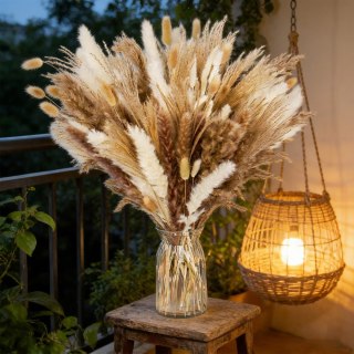 Bukiet dekoracyjny z traw pampasowych 150 sztuk, naturalny styl boho