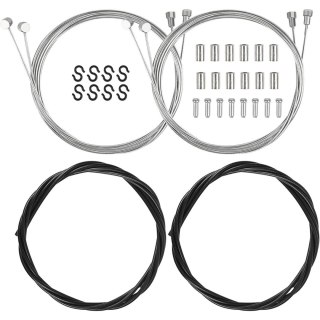 Zestaw kabli hamulcowych do roweru: kabel Bowden, kabel zmiany, 4 kable hamulcowe, 20 końcówek
