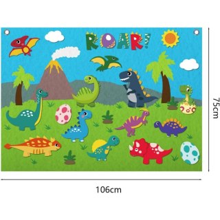 Zabawka edukacyjna dla dzieci, filcowa plansza z dinozaurami