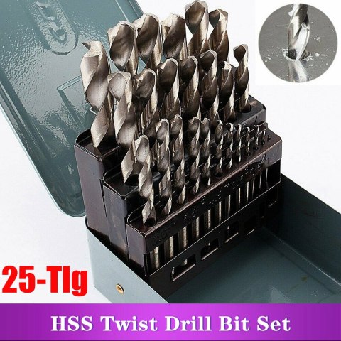 Zestaw wierteł spiralnych HSS 25 sztuk 1-13 mm