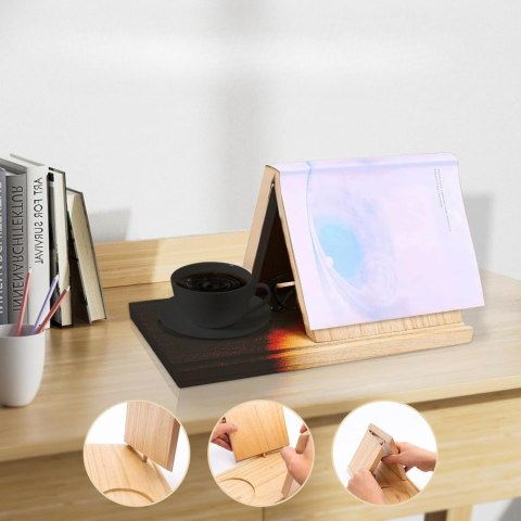 Stojak na książki drewniany mały trójkątny, prezent dla babci