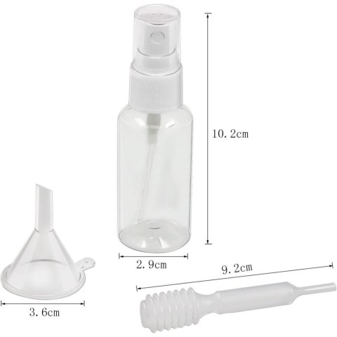 Butelki spray 30 ml zestaw 12 sztuk z lejek i etykiet