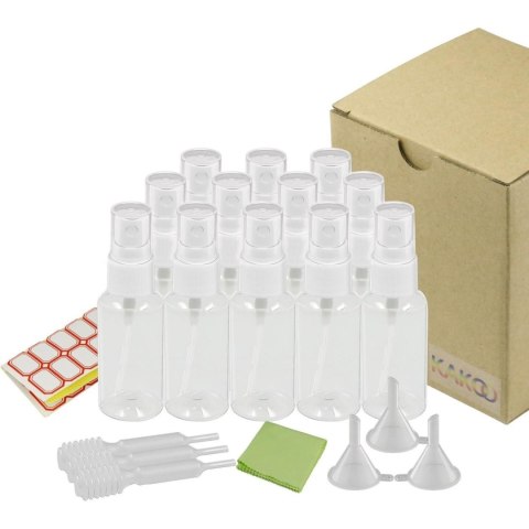 Butelki spray 30 ml zestaw 12 sztuk z lejek i etykiet