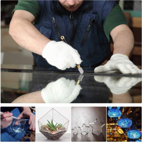 Zestaw narzędzi do cięcia szkła 6-częściowy: profesjonalny diamentowy cutter, 3 wymienne ostrza (2-20 mm), akcesoria