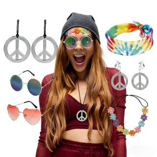 Akcesoria kostiumowe hippie srebrny zestaw biżuterii retro