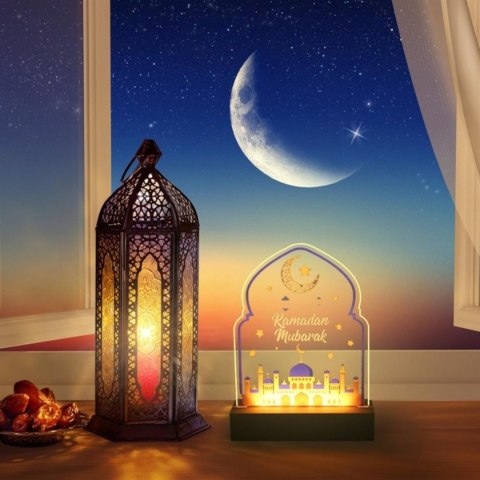 Dekoracja akrylowa Ramadan z drewnianym stoiskiem