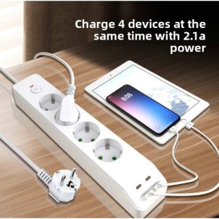 Listwa zasilająca wielokrotna 4 gniazda 2 USB-A 2 USB-C