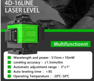 Poziomica laserowa 16-linowa 4D 360° zdalnie sterowana