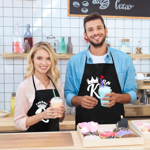 Zestaw 2 fartuchów kuchennych dla par, dopasowane, kolorowe, idealne na grill