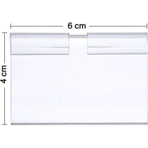 Zestaw 70 przezroczystych uchwytów na etykiety PVC 60 x 44 mm