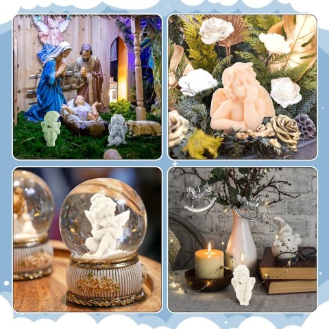 Zestaw form do świec 5-elementowy, 3D anioł, z knotami, do produkcji czekolady i mydła