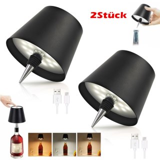 Lampa stołowa LED z nakładką na butelkę czarna
