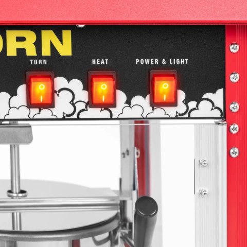 Maszyna urządzenie do prażenia popcornu retro 1500 W 5 kg/h - czerwona