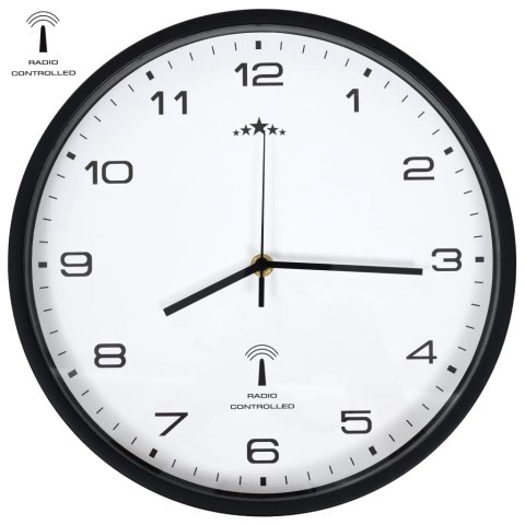 Zegar ścienny radiowo sterowany kwarcowy 31 cm biały czarny
