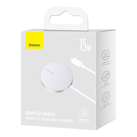 Mała ładowarka indukcyjna do telefonu MagSafe Simple Mini3 15W srebrny