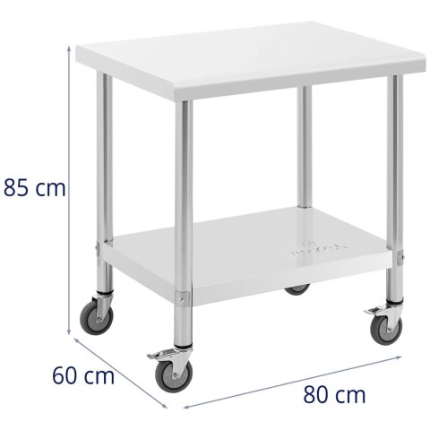 Stół blat roboczy na kółkach 2 poziomy 60 x 80 cm STAL do 135 kg